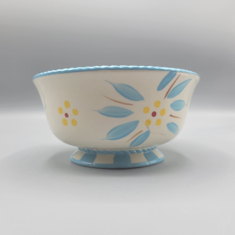 Temptations Old World Floral Ceramic Cereal Bowl Light Blue & Yellow Floral